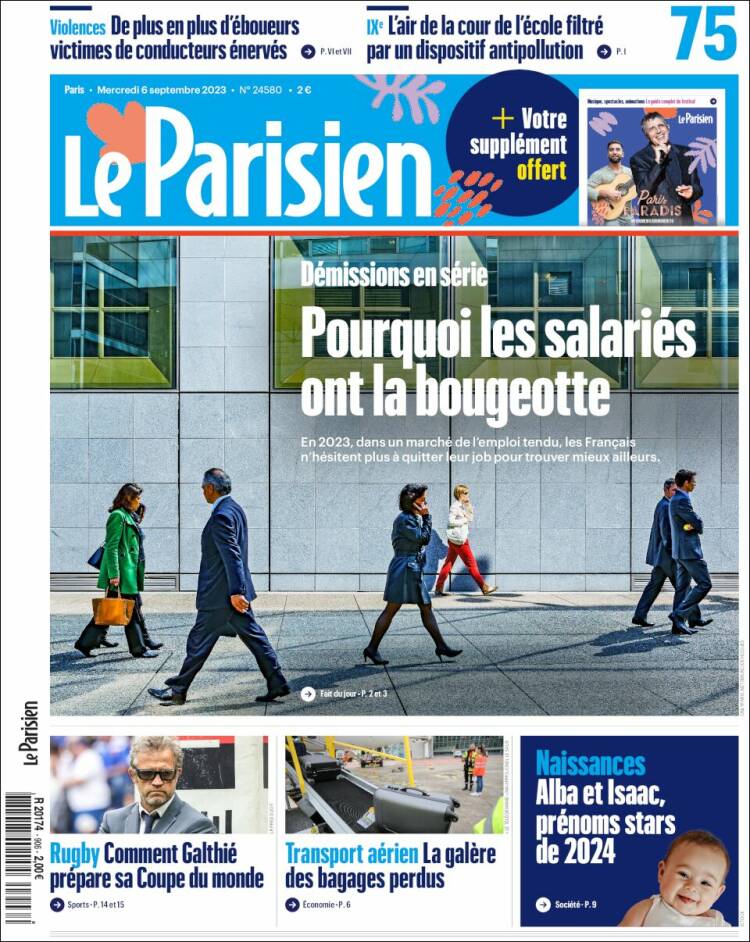 Portada de Le Parisien (Francia)
