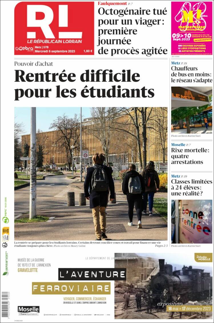 Portada de Le Republicain Lorrain (Francia)