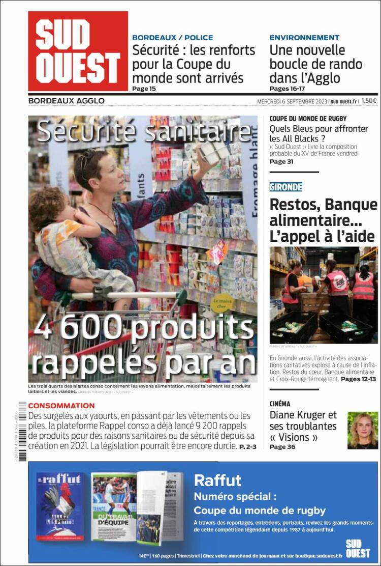 Portada de Sud Ouest (Francia)