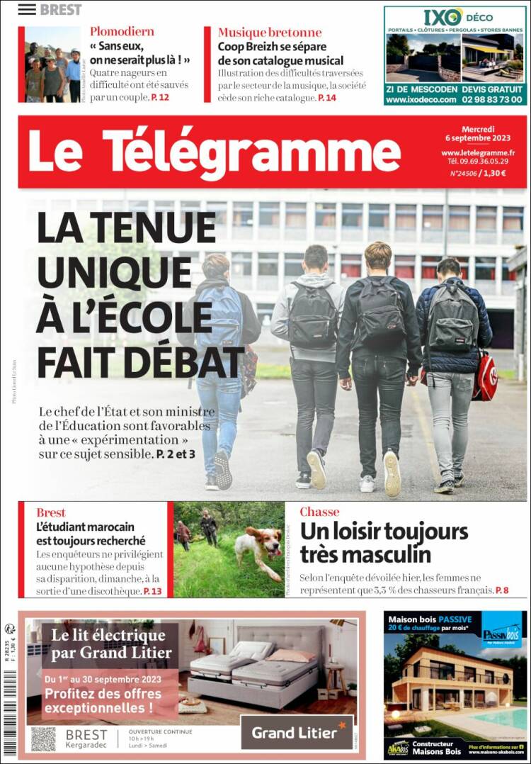 Portada de Télégramme (Francia)