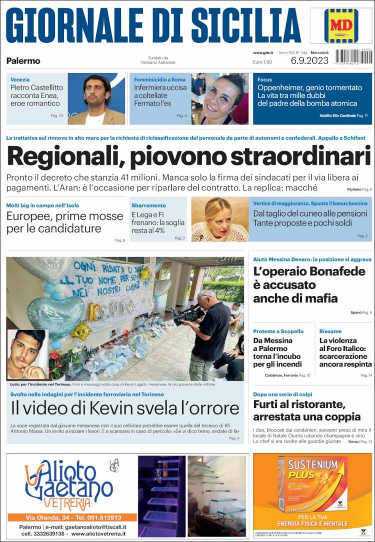 Portada de Giornale di Sicilia (Italia)