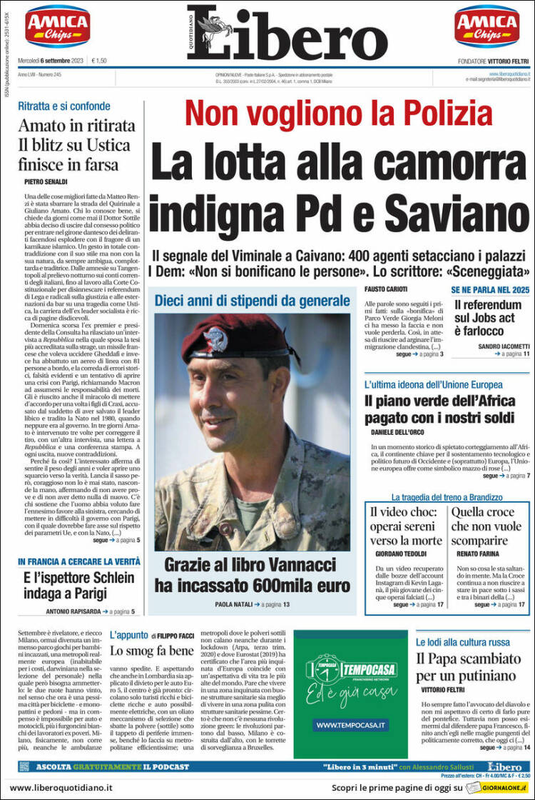 Portada de Libero (Italia)
