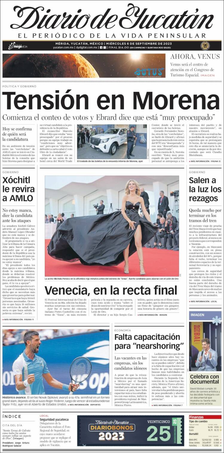 Portada de Diario de Yucatán (M&eacute;xico)