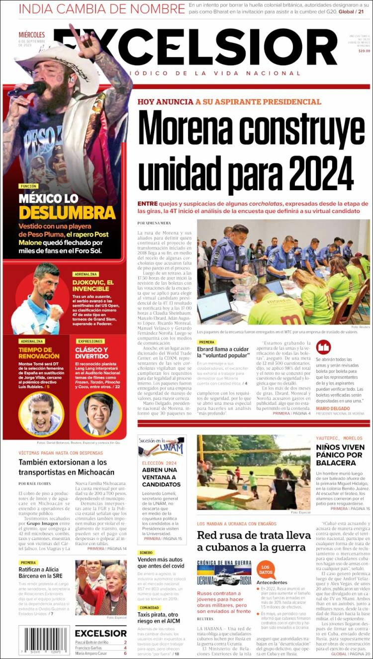 Portada de Excelsior (M&eacute;xico)