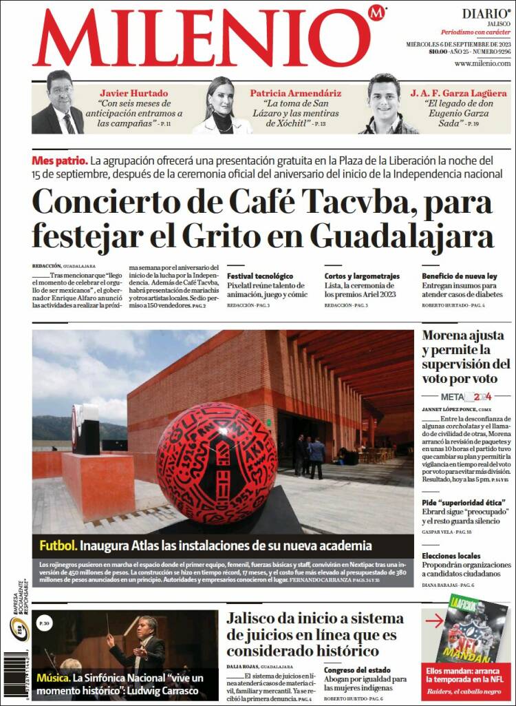 Portada de Milenio - Jalisco (M&eacute;xico)