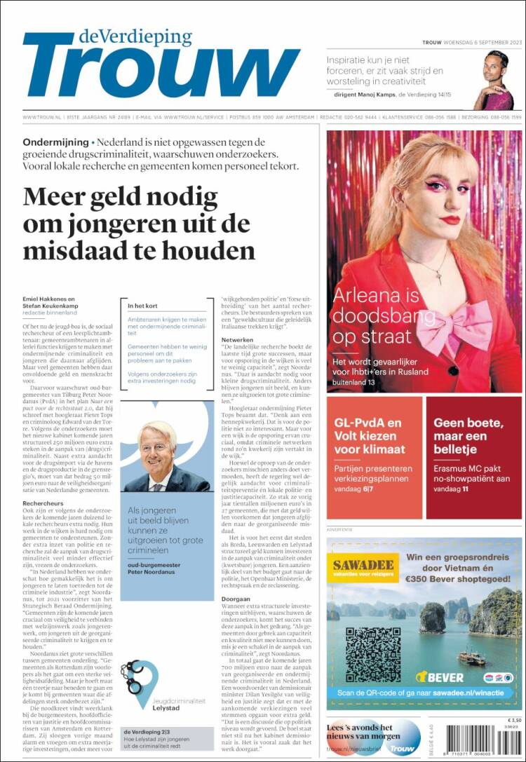 Newspaper Trouw (Netherlands). Newspapers in Netherlands. Today's press ...