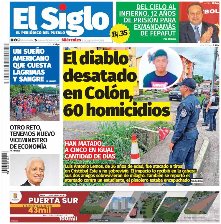 Portada de El Siglo (Panam&aacute;)