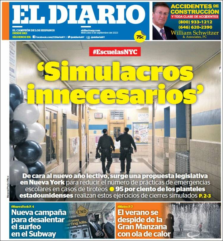 Portada de El Diario NY (USA)