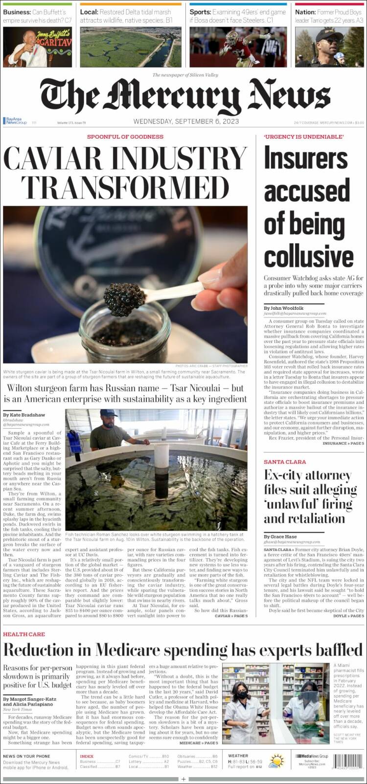 Portada de San Jose Mercury News (USA)