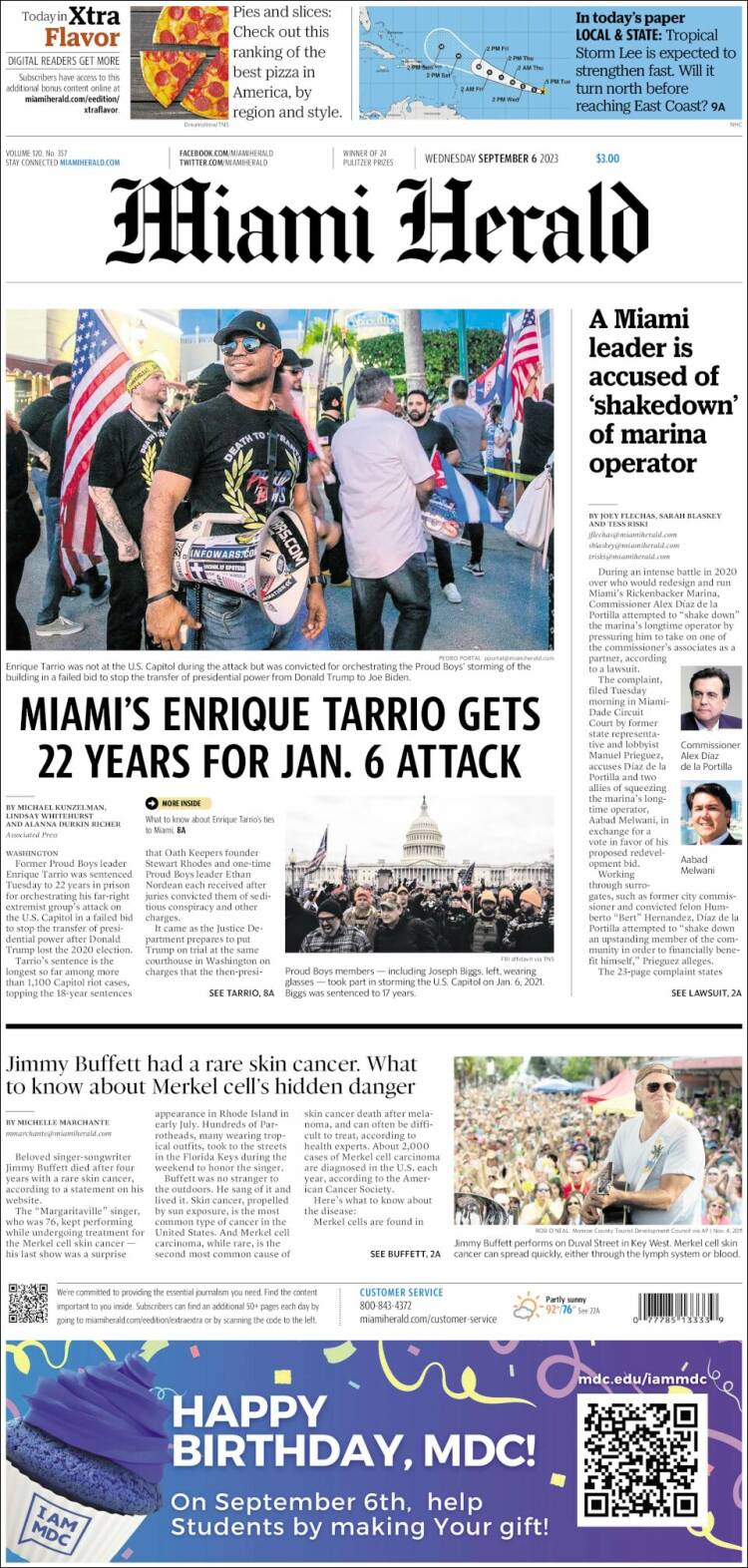 Portada de Miami Herald (USA)