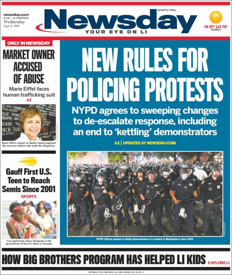 Portada de Newsday (USA)