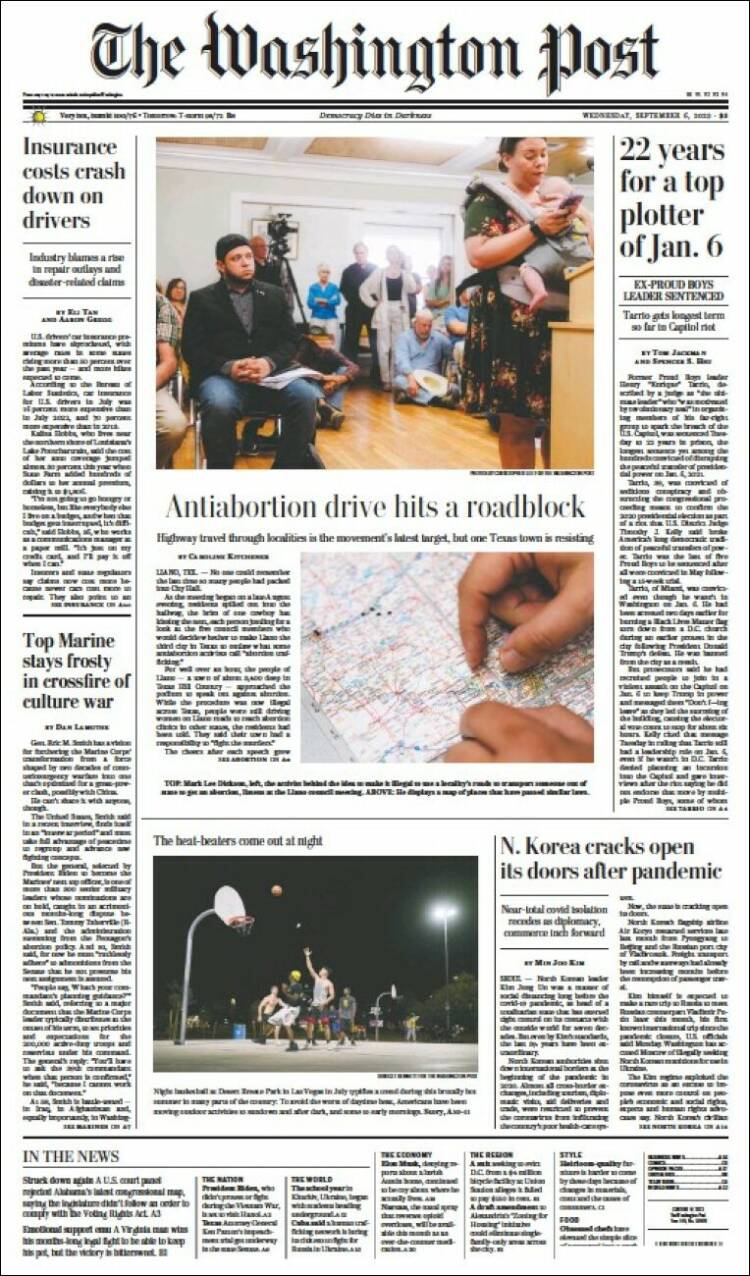 Portada de The Washington Post (USA)