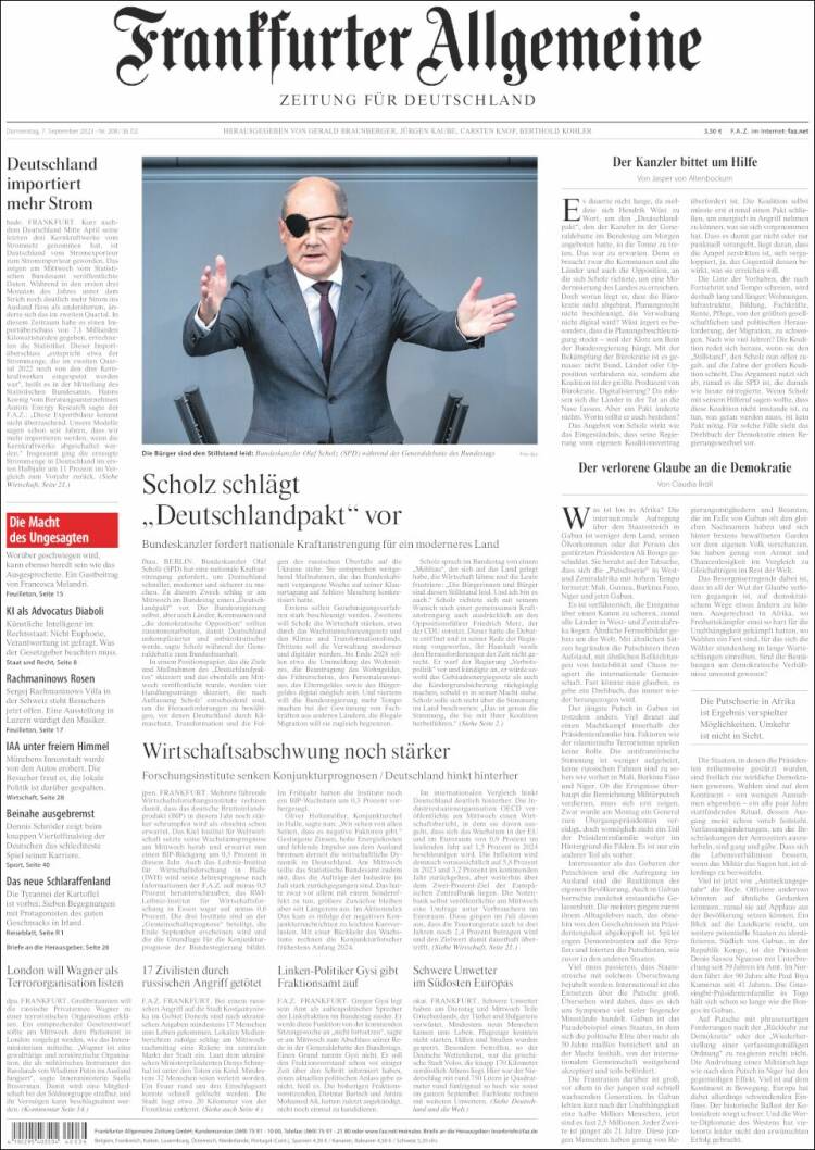 Portada de Frankfurter Allgemeine (Alemania)