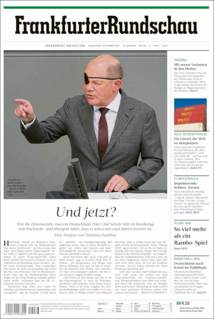 Portada de Frankfurter Rundschau (Alemania)