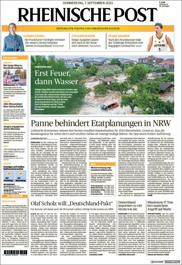 Portada de Rheinische Post (Alemania)