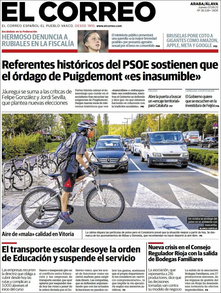 Portada de El Correo - Álava (España)
