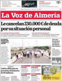 Portada de La Voz de Almería (España)