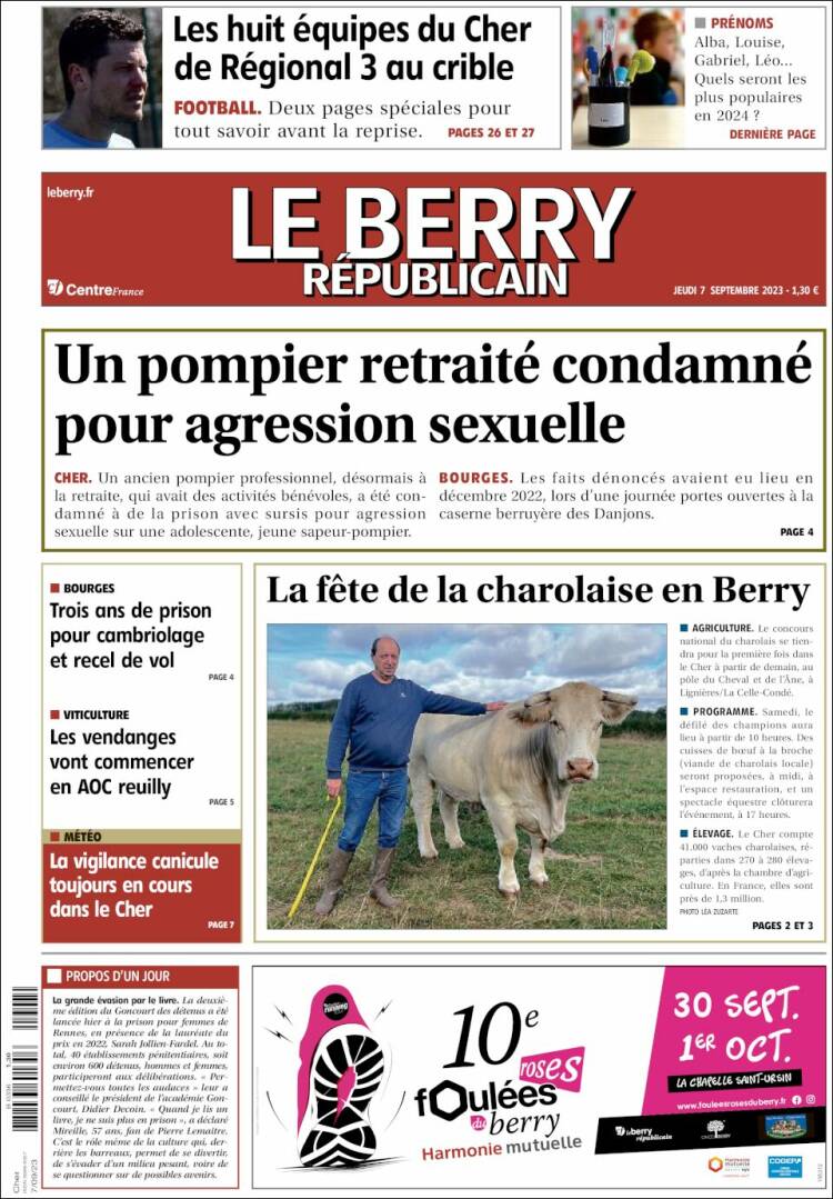 Portada de Berry Republicain (Francia)