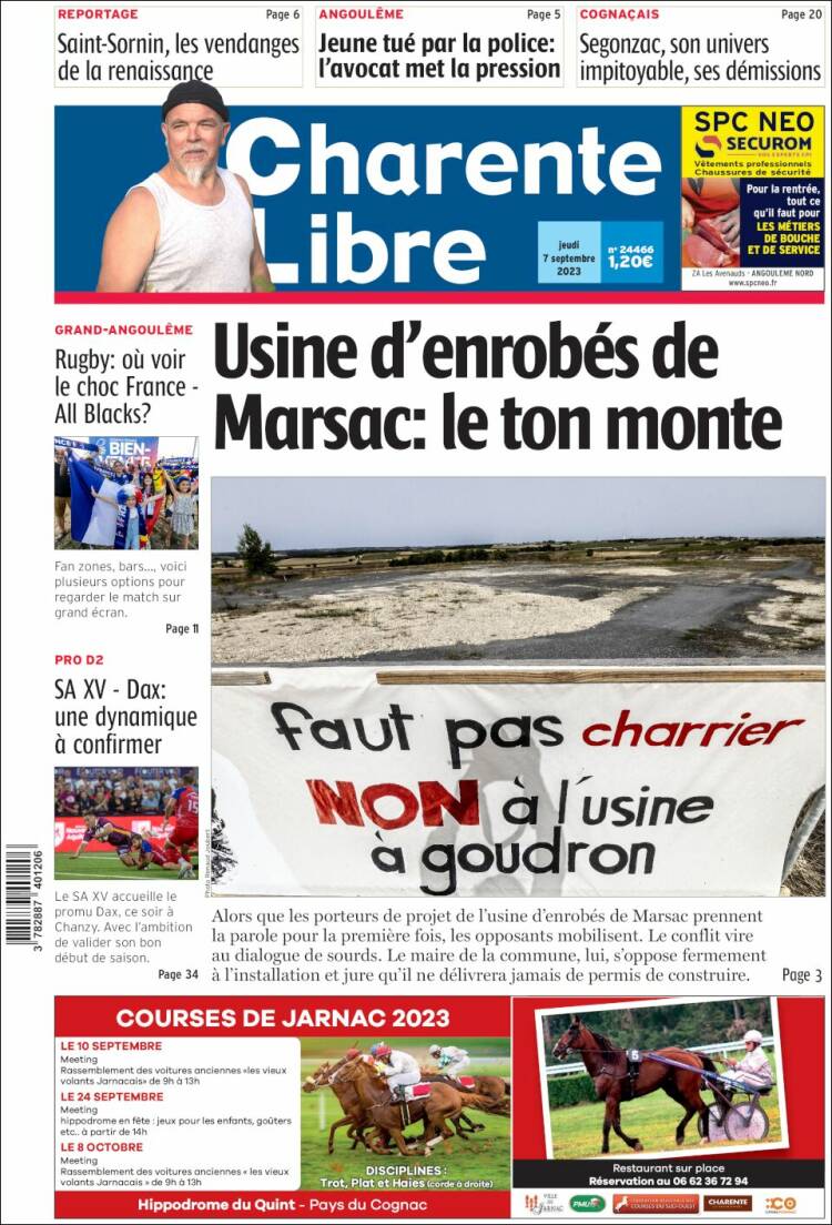 Portada de Charente Libre (Francia)