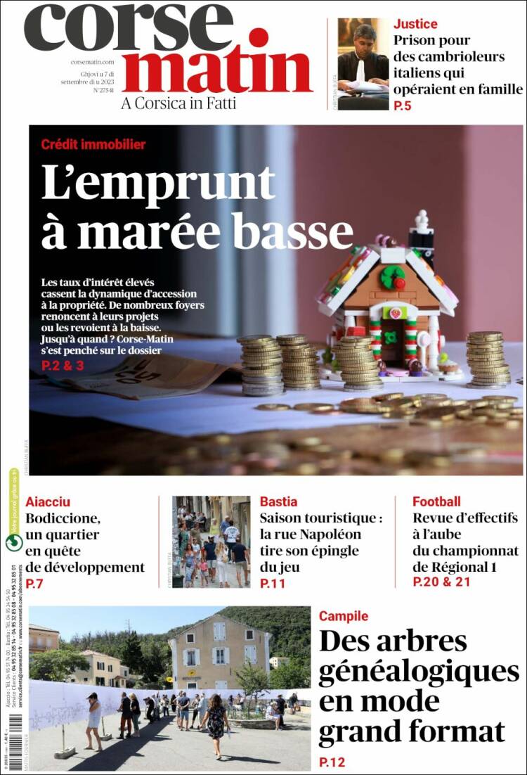 Portada de Corse-Matin (Francia)