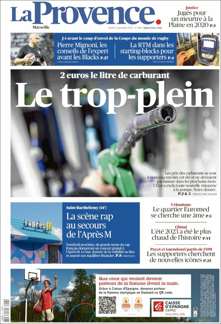 Portada de La Provence (Francia)