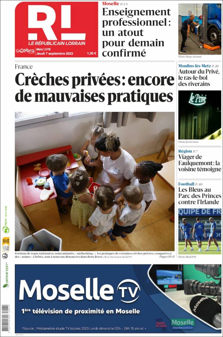 Portada de Le Republicain Lorrain (Francia)