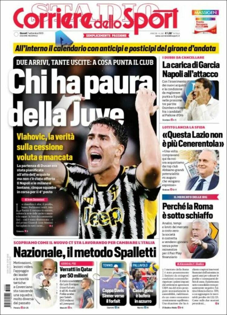 Portada de Corriere dello Sport (Italia)