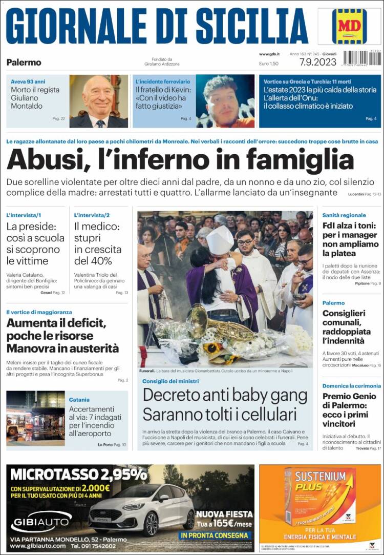 Portada de Giornale di Sicilia (Italia)
