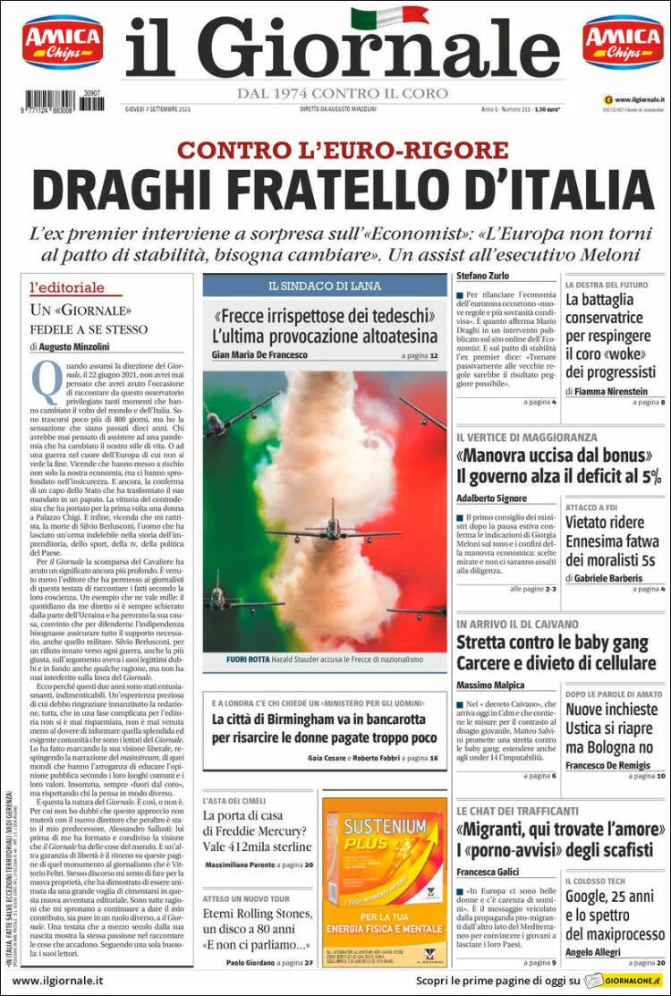 Portada de il Giornale (Italia)