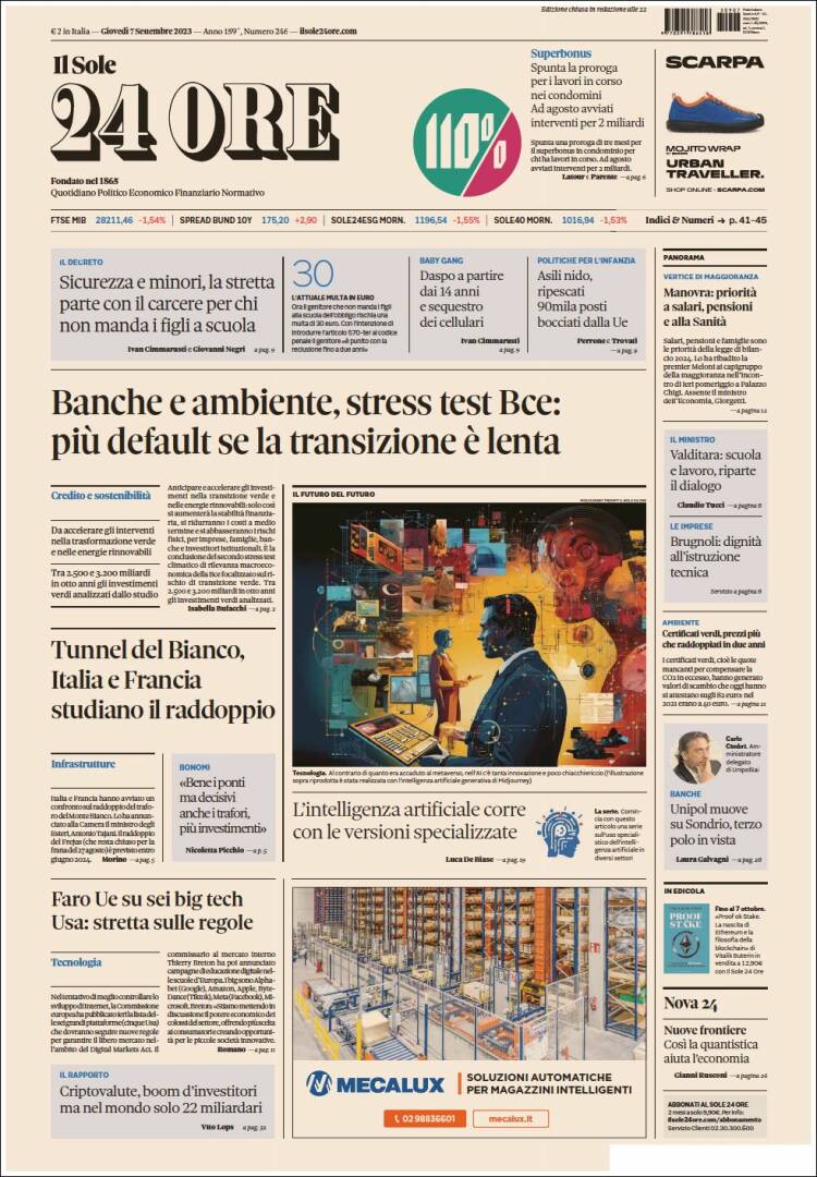 Portada de Il Sole 24 ORE (Italia)