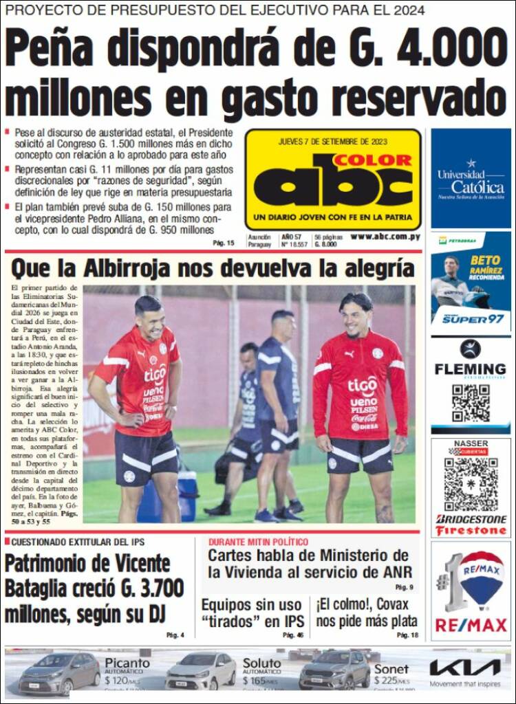 Portada de ABC Color (Paraguay)