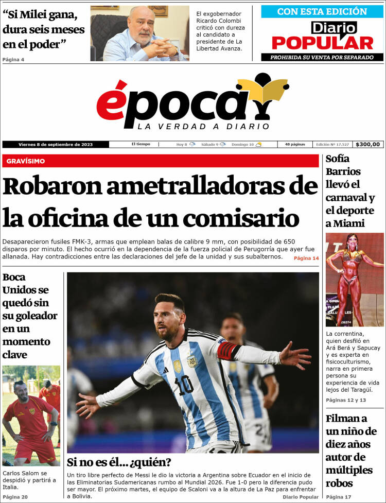 Portada de Diario Época (Argentina)