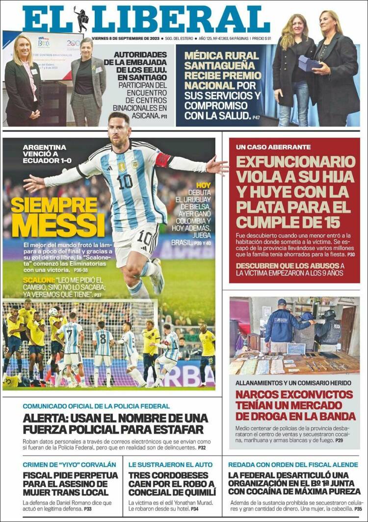 Portada de Diario El Liberal (Argentina)