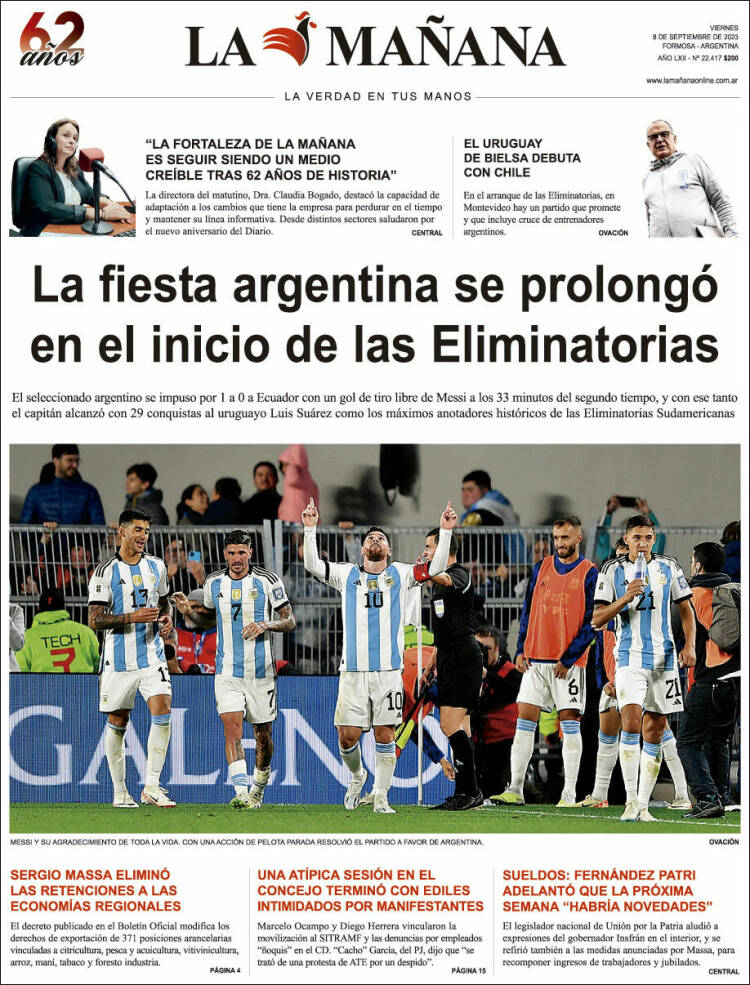 Portada de Diario La Mañana (Argentina)