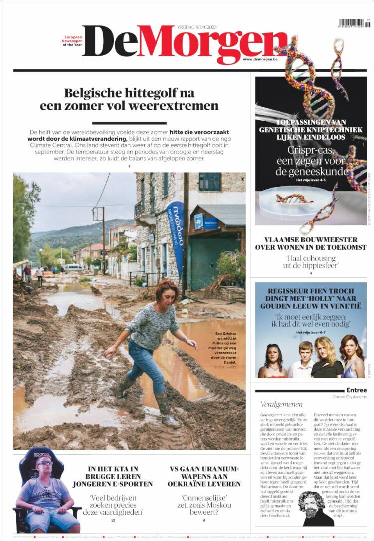 Portada de De Morgen (B&eacute;lgica)