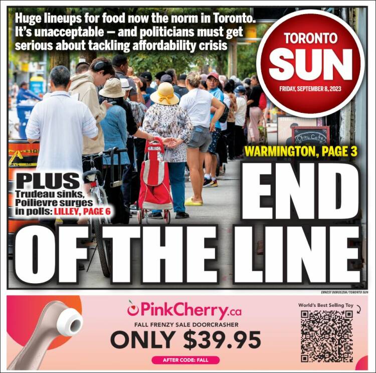 Portada de The Toronto Sun (Canadá)