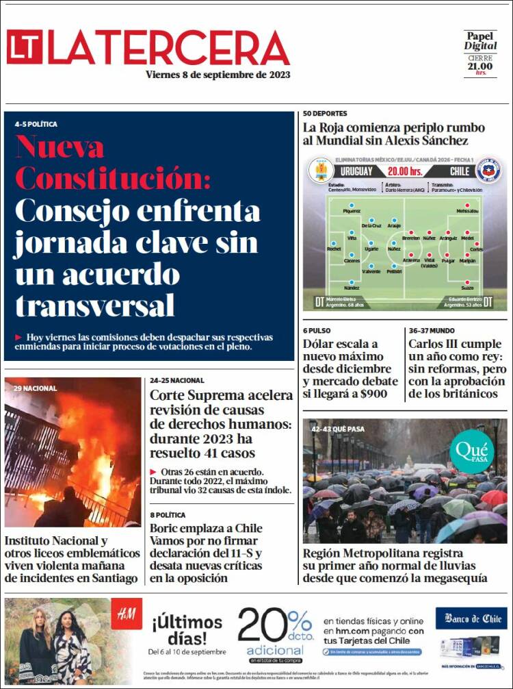 Portada de La Tercera (Chile)