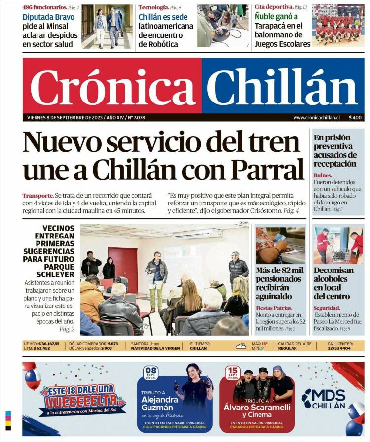 Portada de Crónica Chillán (Chile)