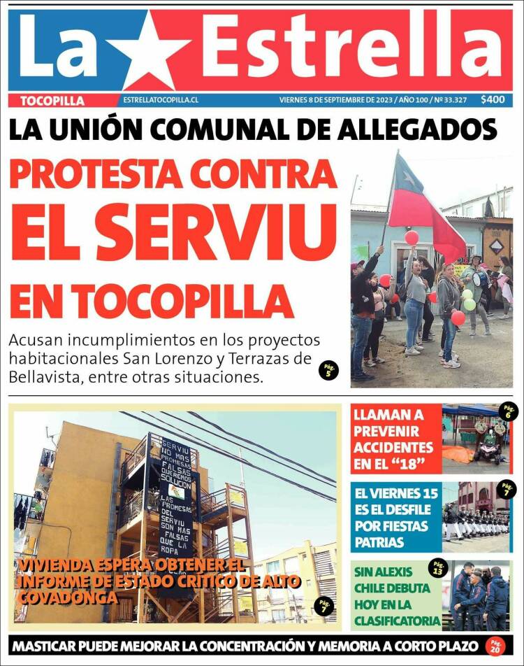 Portada de La Estrella de Tocopilla (Chile)