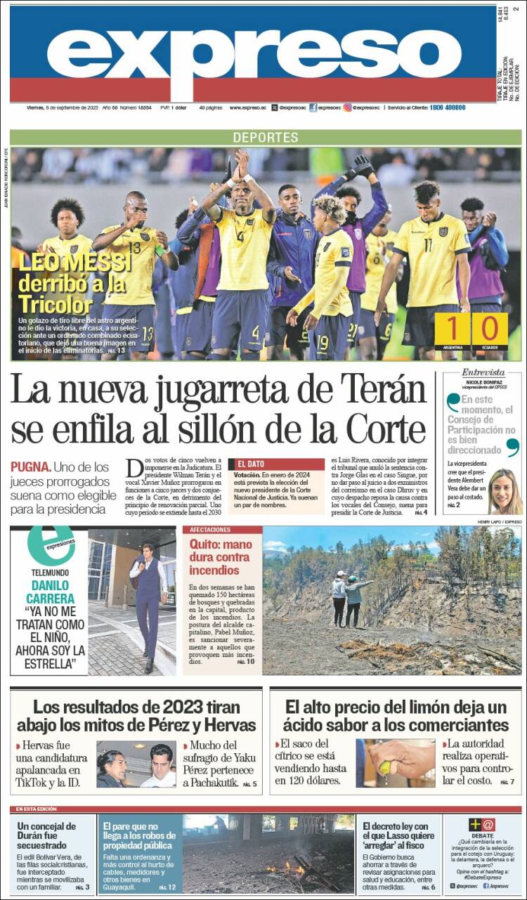 Portada de Expreso (Ecuador)