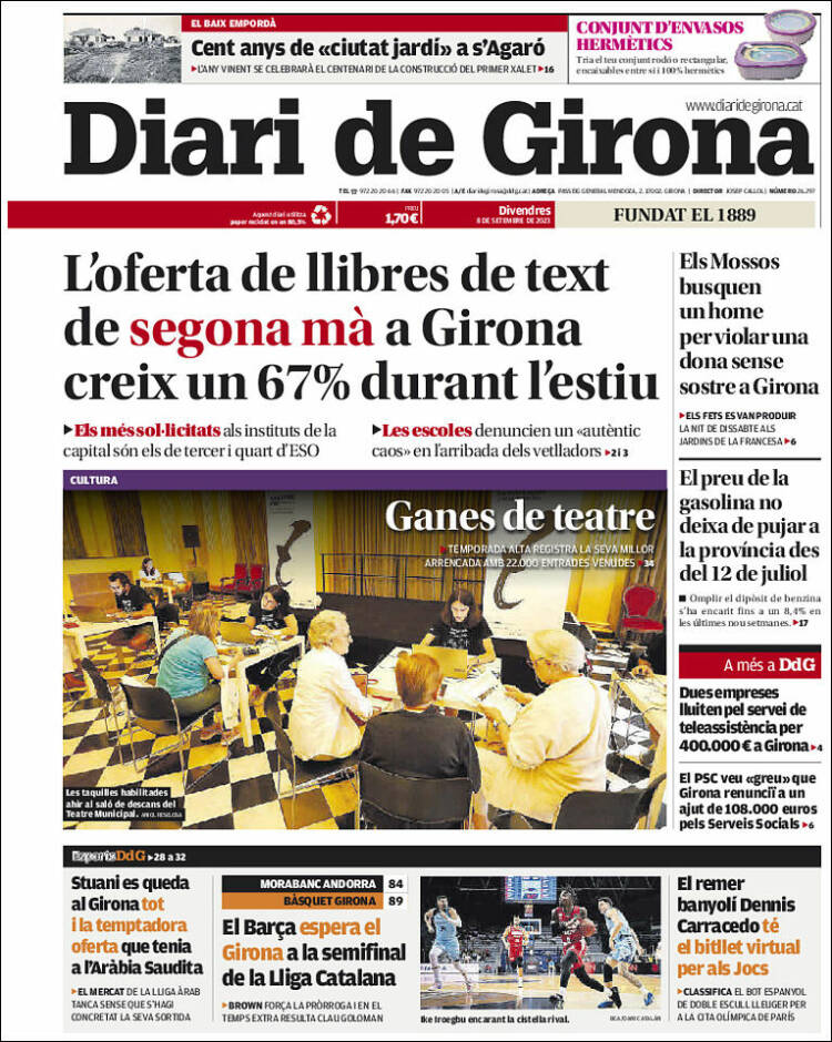 Portada de Diari de Girona (España)