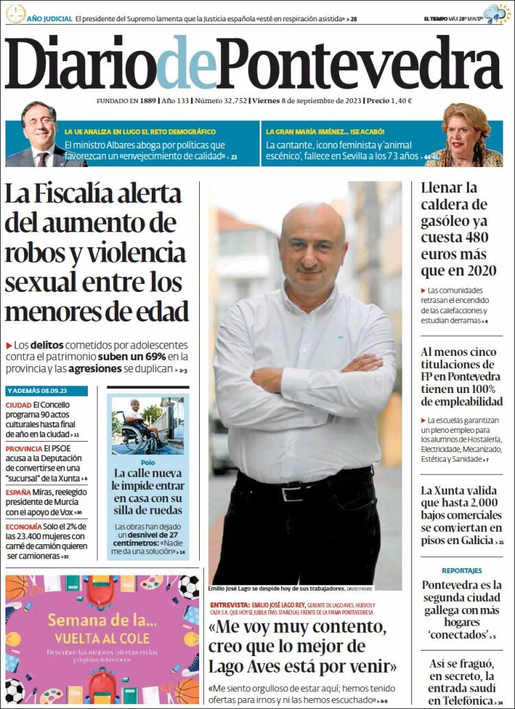 Portada de Diario de Pontevedra (España)
