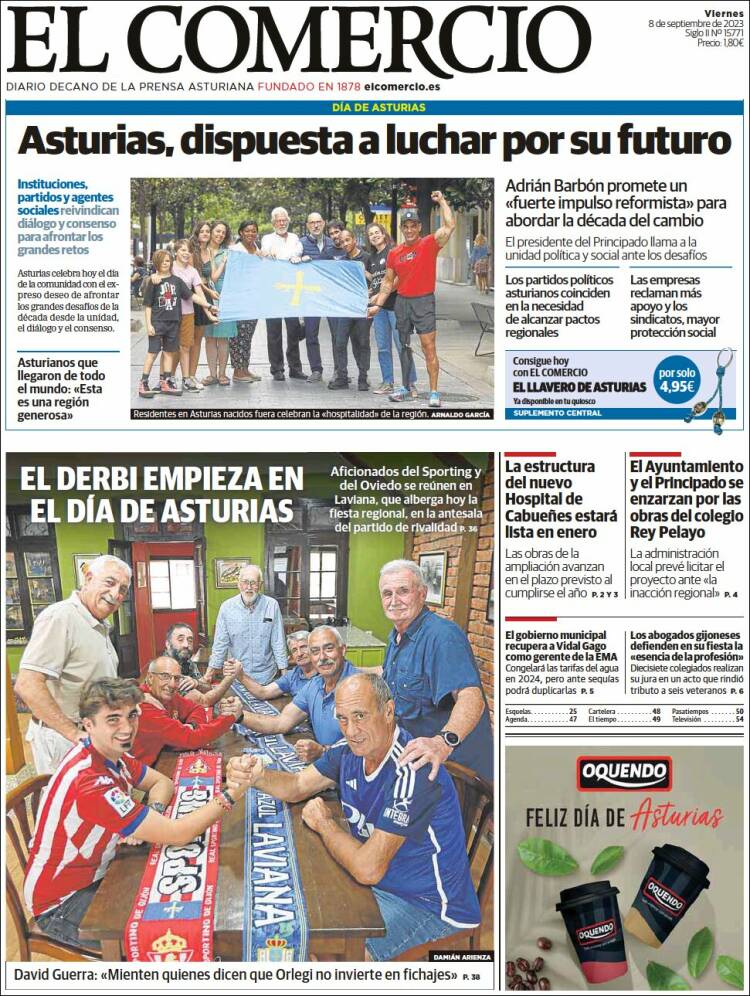 Portada de El Comercio - Gijón (España)