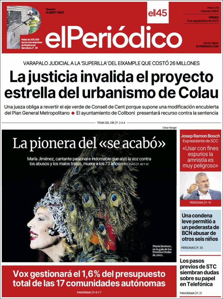 Portada de El Periódico (España)