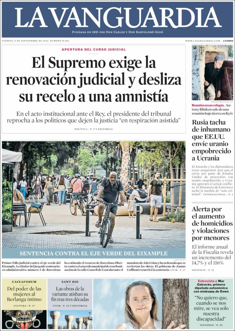 Portada de La Vanguardia (España)