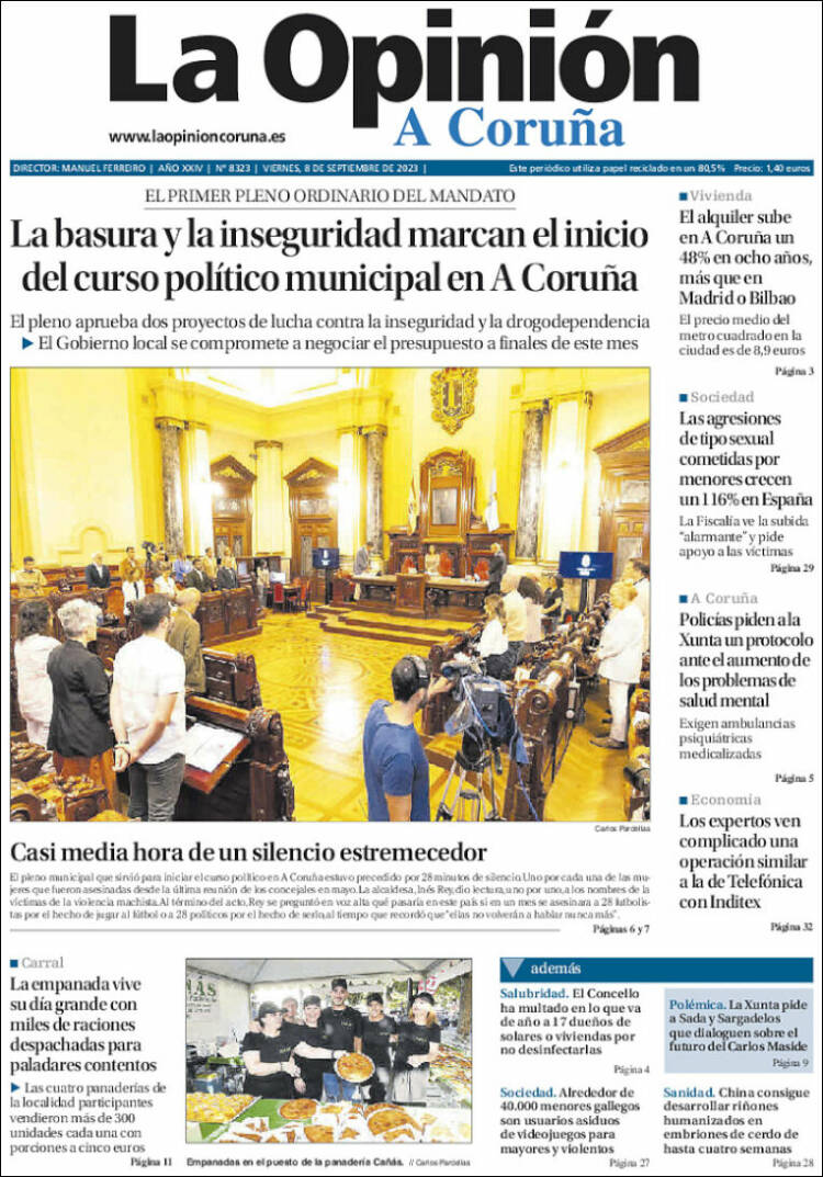 Portada de La Opinión de A Coruña (España)