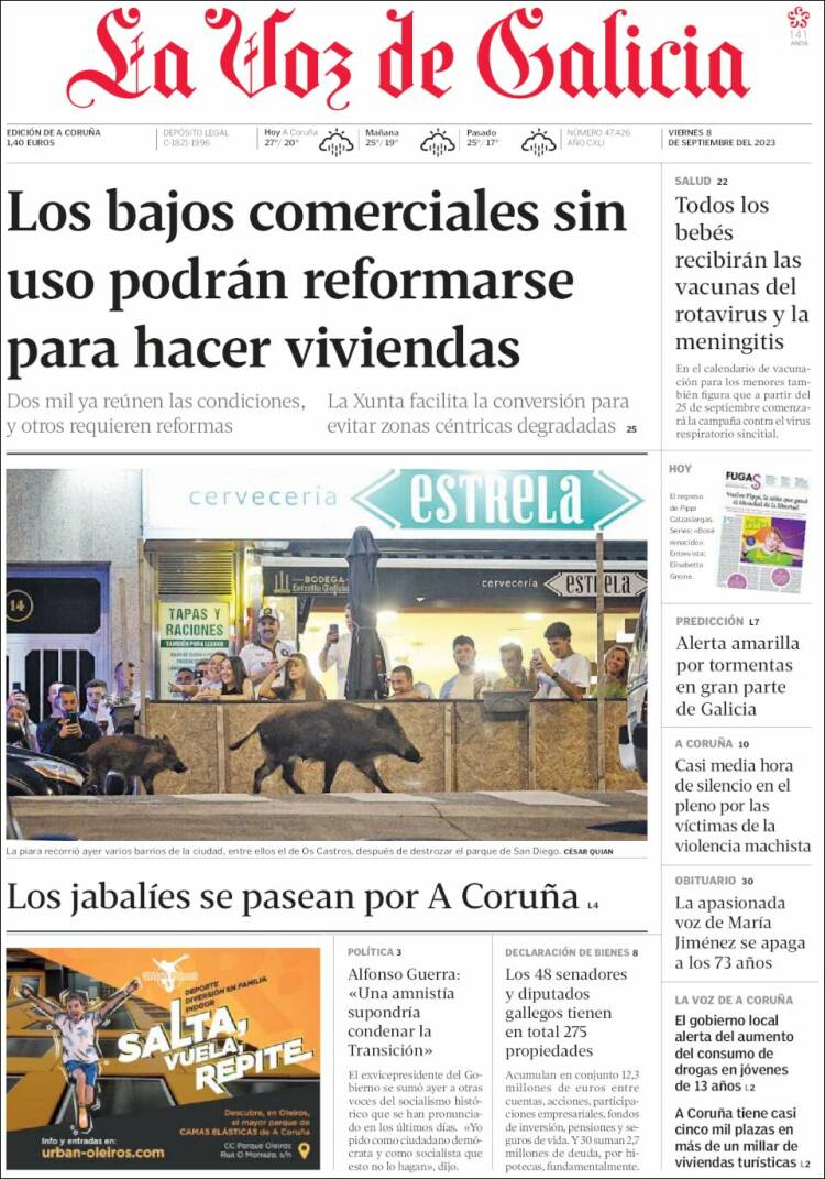 Portada de La Voz de Galicia (España)