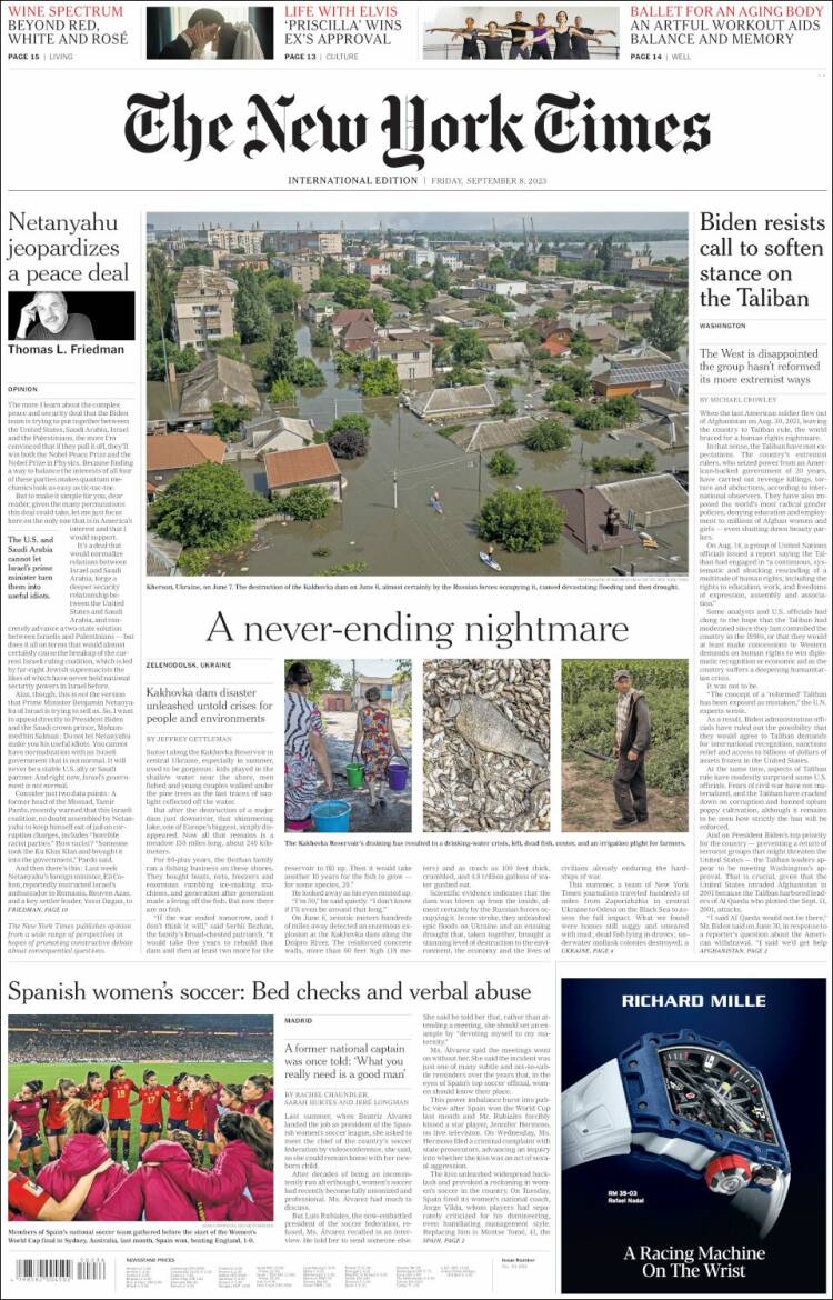 Portada de International New York Times (Europa)