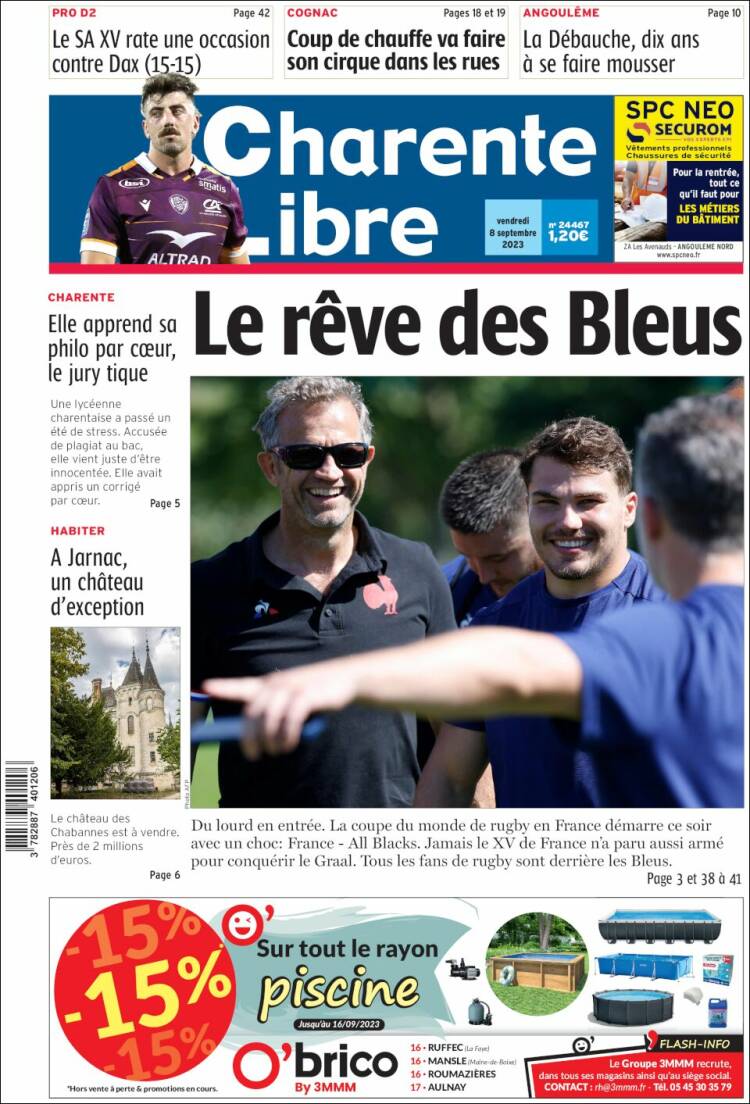 Portada de Charente Libre (Francia)