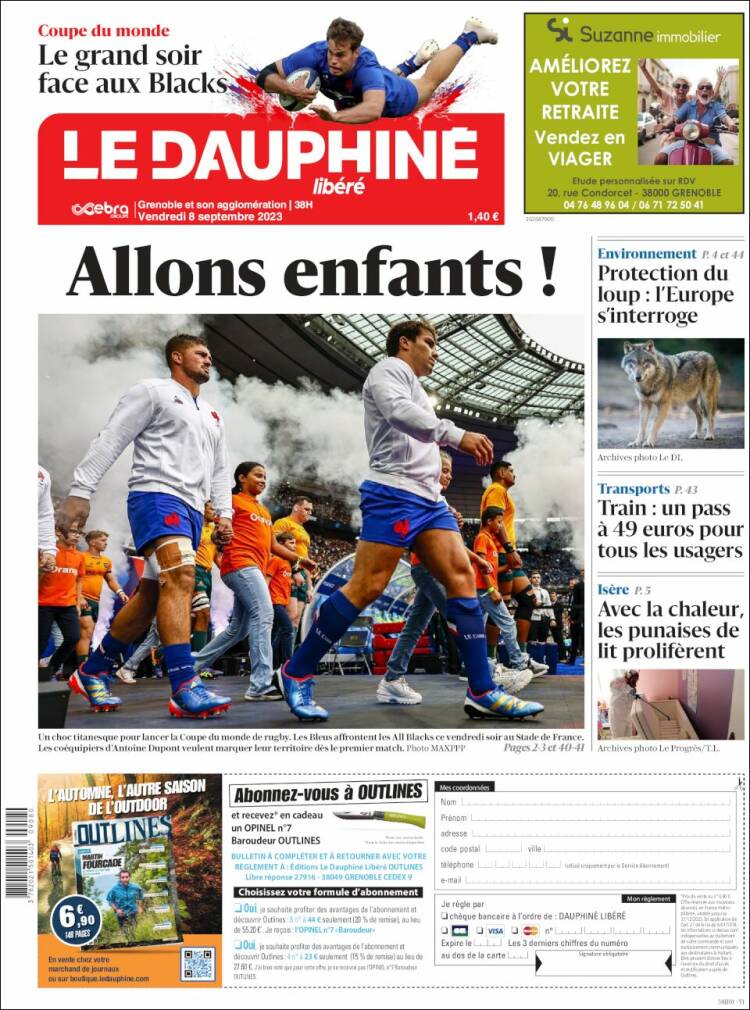 Portada de Le Dauphiné Libéré (Francia)